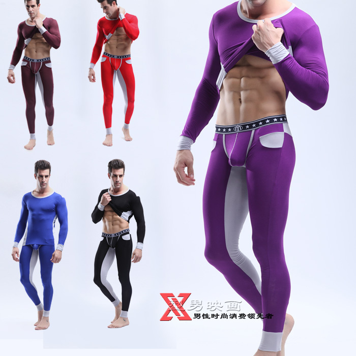 Ultra soft modal basic long johns long johns male underwear set