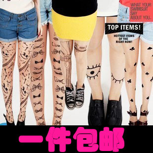 Ultra-thin fashion socks vintage pantyhose sexy stockings Character pattern 6pcs/lot Mix style