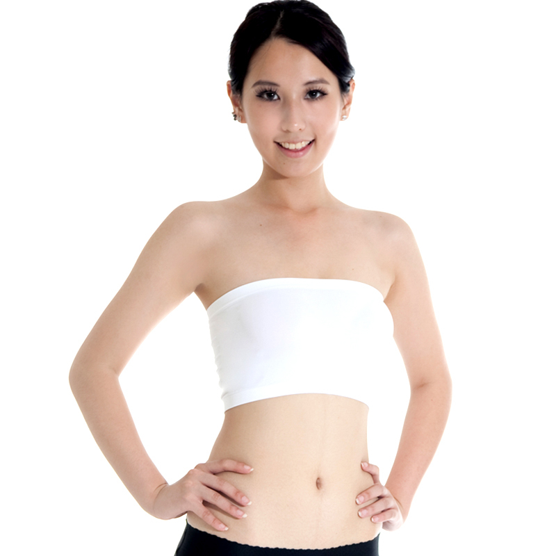 Ultra-thin high-elastic MICKEY seamless short design basic tube top tube top underwear black white