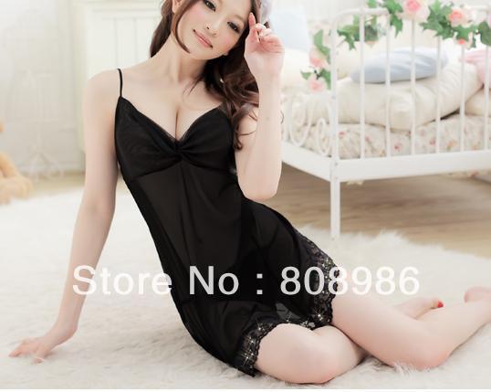 / ultra-thin hollow out open base fork transparent temptation pajamas