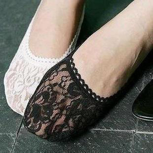 Ultra-thin lace gauze invisible women's thin sock slippers