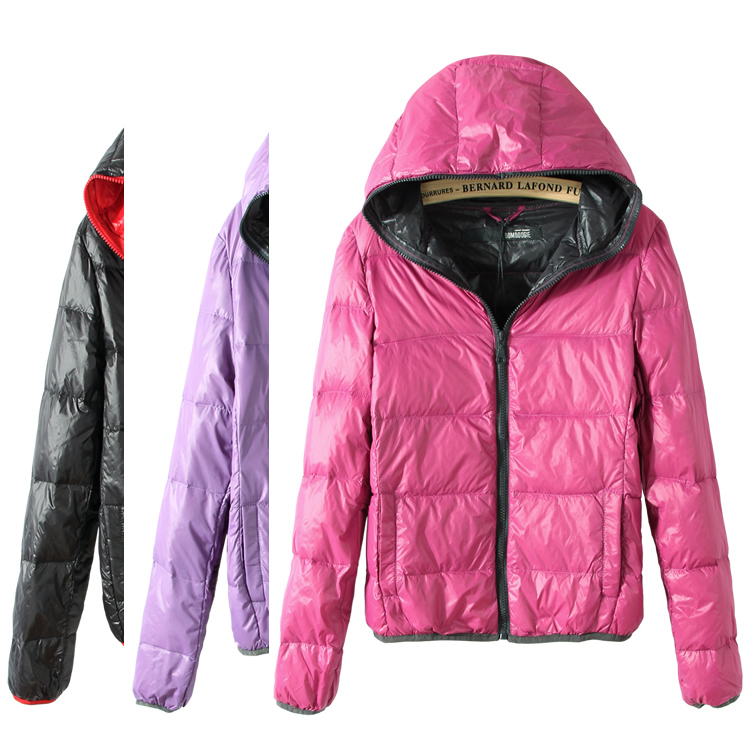 Ultra-thin ultra-light bright color with a hood down outerwear coat female liner