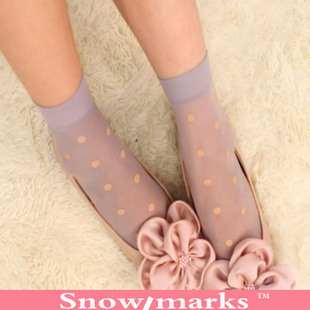 Ultra-thin wire female short crystal silk socks at home summer flower body