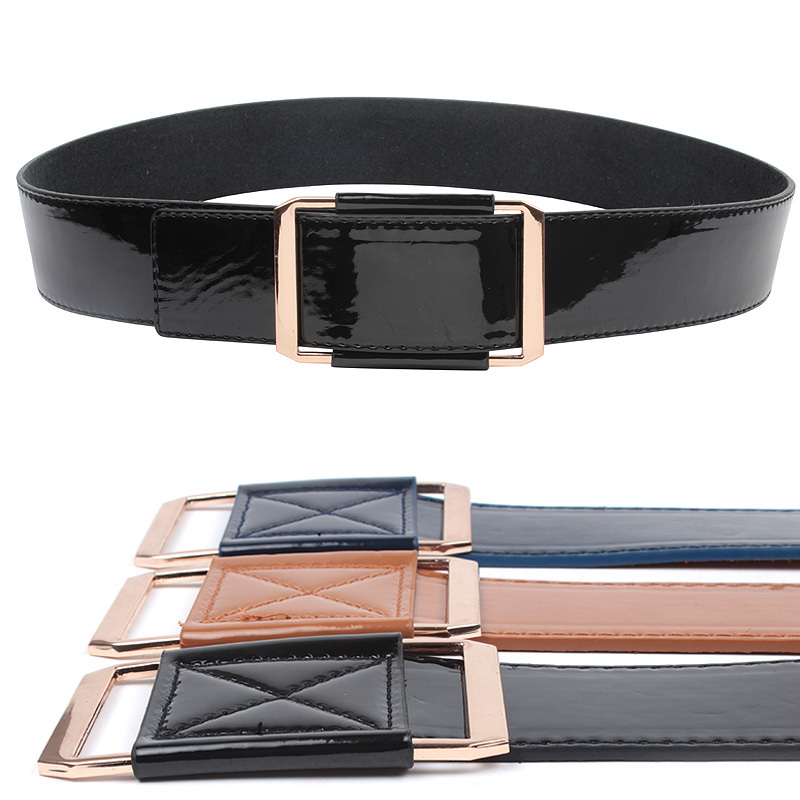 Ultra wide women's belt strap fashion all-match Women japanned leather candy color