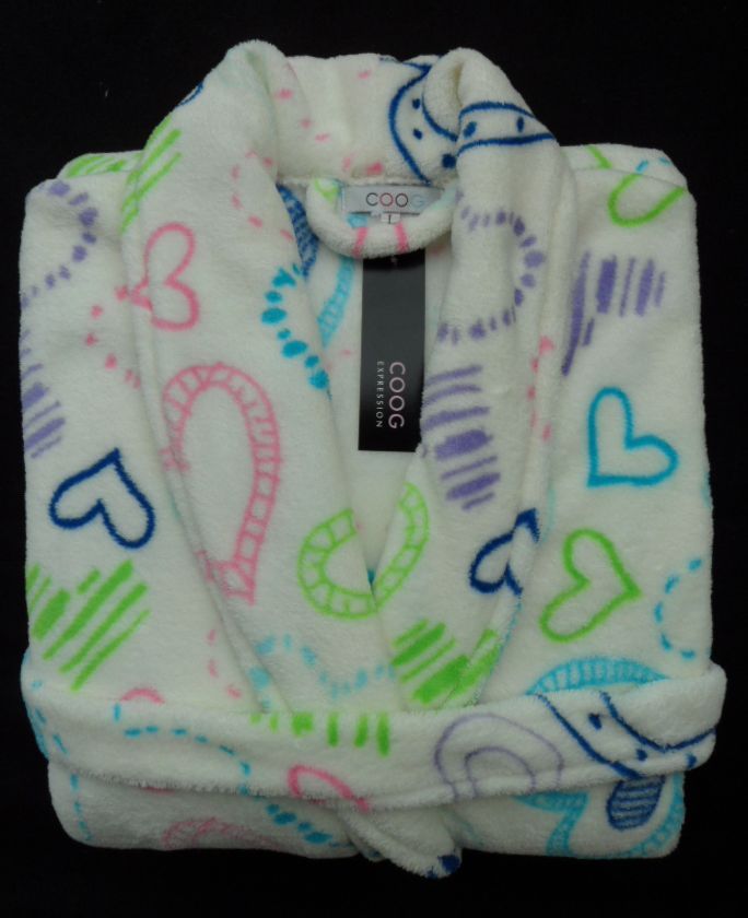 Ultrafine coral fleece sleepwear robe bathrobes female colorful heart print ,Free shipping