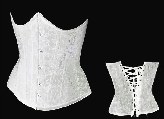 Underbust corset sexy cummerbund ribbon steel buttons 2686 black and white