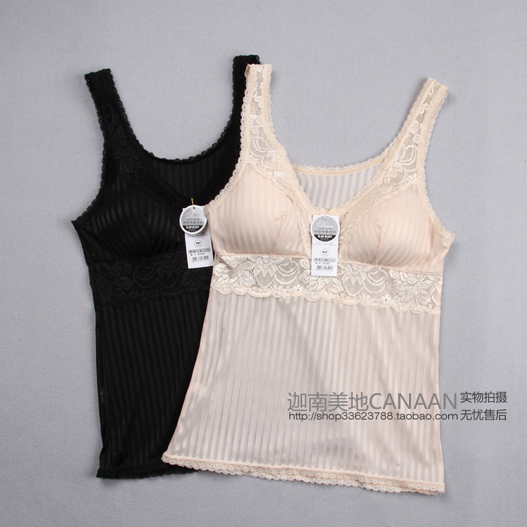 Underwear female lace thin stripe insert perspectivity wireless sleeping bra vest hw6103