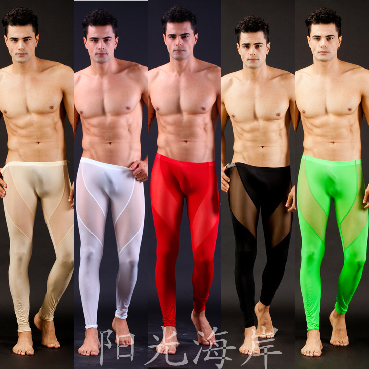 Underwear male legging ultra-thin viscose gauze transparent sexy tight trousers wj7030