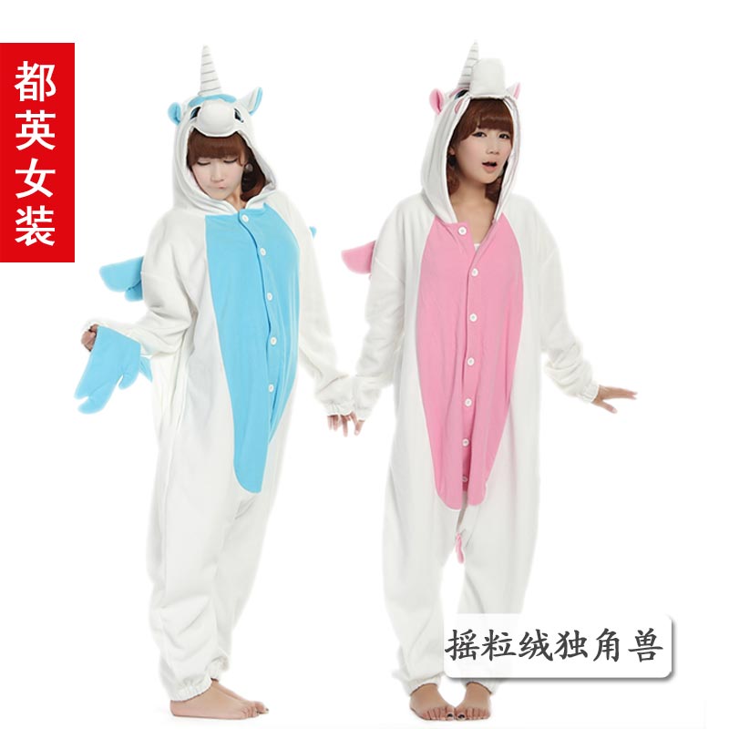 Unicorn cartoon one piece sleepwear cow loose lovers lounge costume