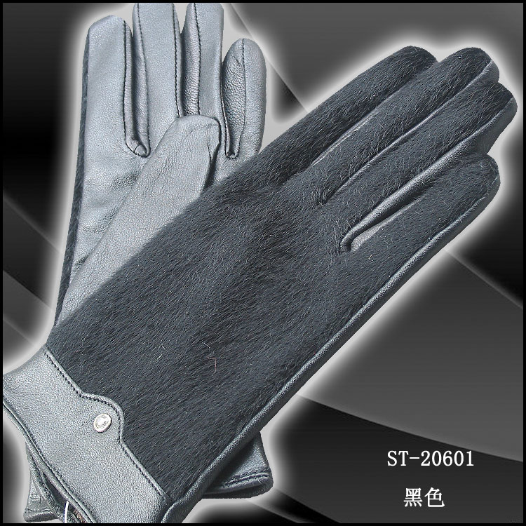 Unique patchwork leather fur gloves women's gloves sheepskin genuine leather gloves - 20601