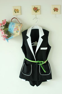 Unisex elegant ol suit collar vest shorts set jumpsuit q3061 jumpsuit