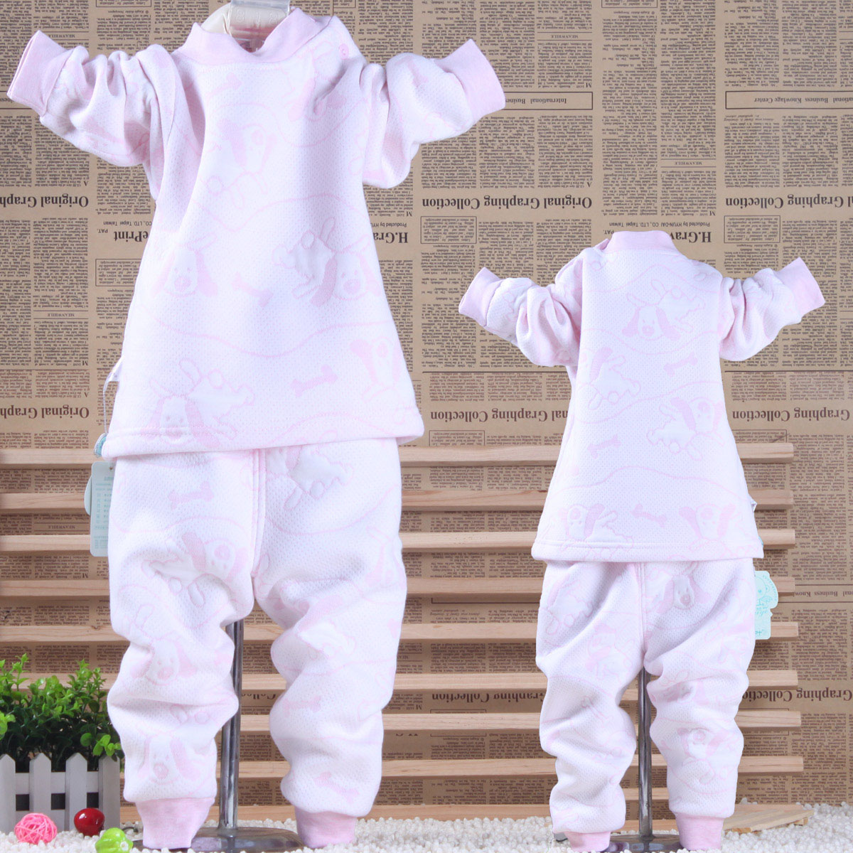 Unisex Winter warm Kids Children's wear clothing sets suits Thermal Underwear Home wearing