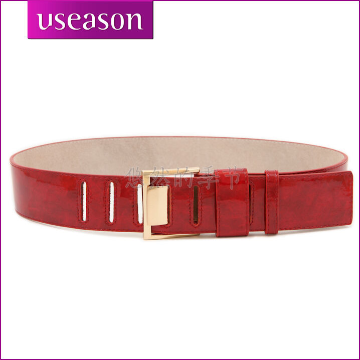 Useason brief quality pin buckle japanned leather women's cummerbund belt genuine leather strap female u068 (BL003)