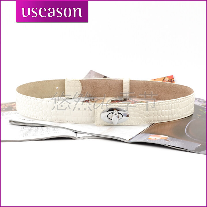 Useason limited edition fashion all-match japanned leather belt crocodile pattern women's cummerbund female strap u382 (BL003)