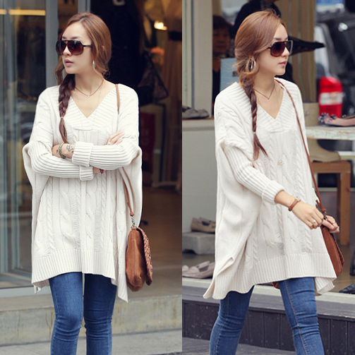 V-neck long-sleeve pullover thickening sweater 8092 free shipping