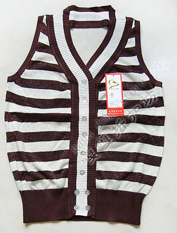 V-neck sweater female cardigan short design women's summer vest stripe