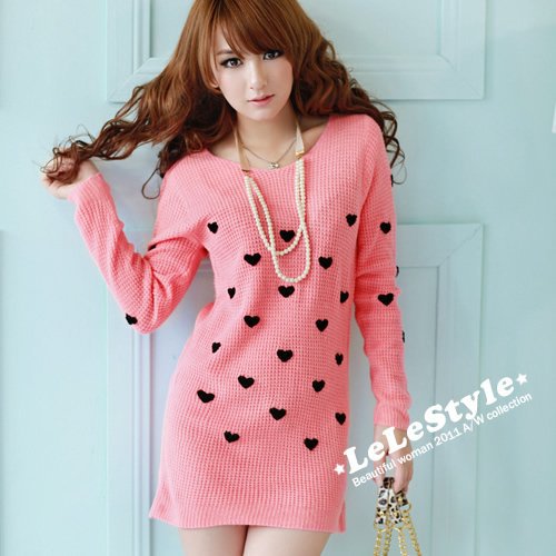 V-NECK TUNIC KNIT WEAR PULLOVER SWEATER DRESS drop shipping Free shipping W1296