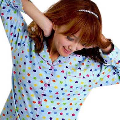 V0779 ribbon blue millenum love turn-down collar wincey long-sleeve sleepwear lounge