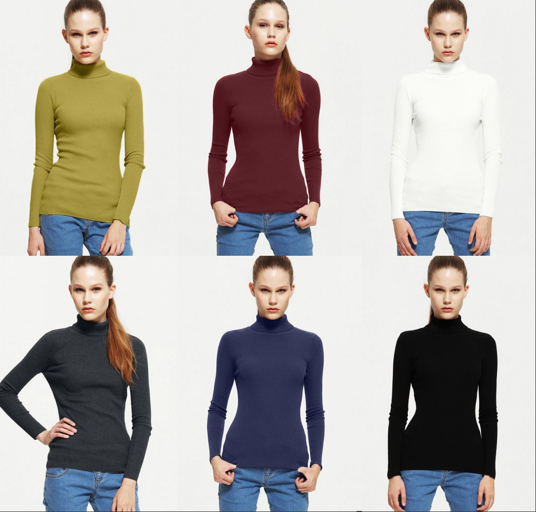 VANCL modal turtleneck rib knitting pullover new arrival Women basic shirt pullover knitted sweater