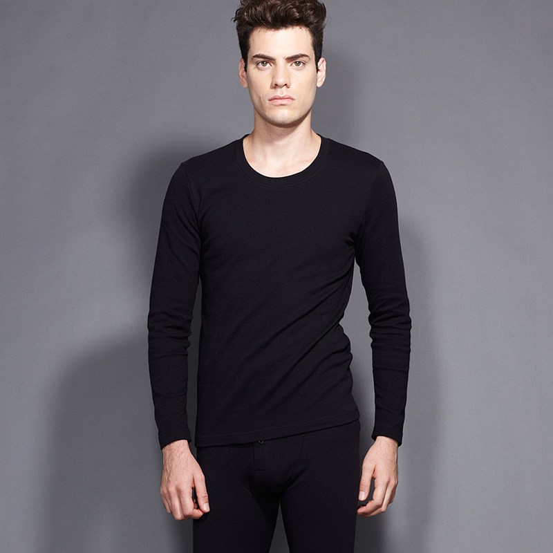 Vancl VANCL thermal underwear male thick cotton ammonia sanded plain o-neck male h2105