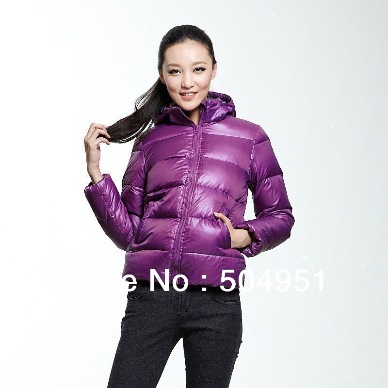 VANCL Warm Soft Windproof fruit color thick short down jacket grape purple For Women XS/S/M/L/XL