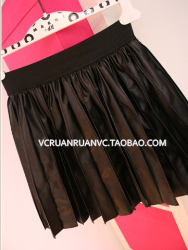 Vcruan book in product pleated small leather skirt female 2012