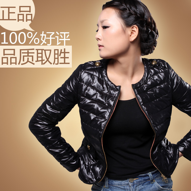 Velvet autumn and winter fashion women's short design down coat female thin