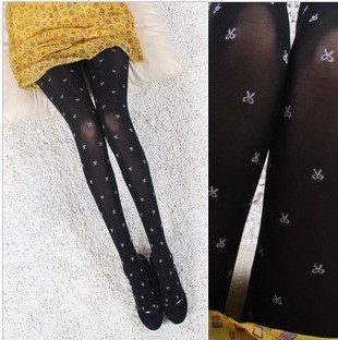 Velvet jacquard pantyhose jacquard legging bow pantyhose spring and autumn