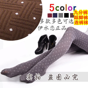 Velvet plaid dot pantyhose heart of wheat dot jacquard legs stockings socks