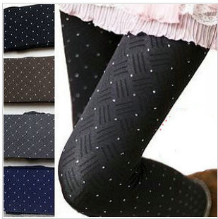 Velvet secret pocket dot thin stockings pants ankle length trousers legging