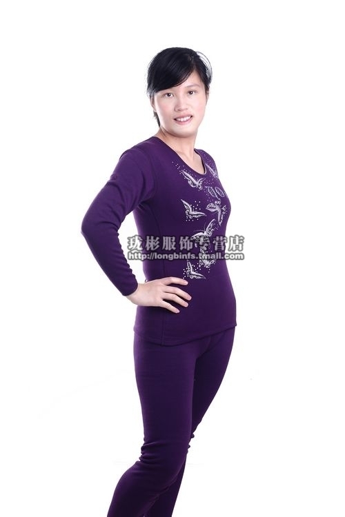 Velvet wool bamboo women's thermal underwear set winter