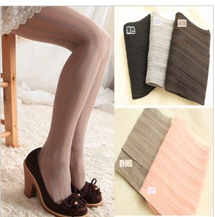 Vertical stripe fully transparent thin silk tights son magazine