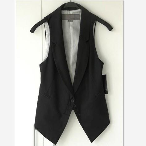 Vest fashion all-match vintage sleeveless suit medium-long irregular slim small vest clip female