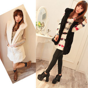 Vest large autumn and winter thickening  female  berber fleece wool  hooded medium-long vest