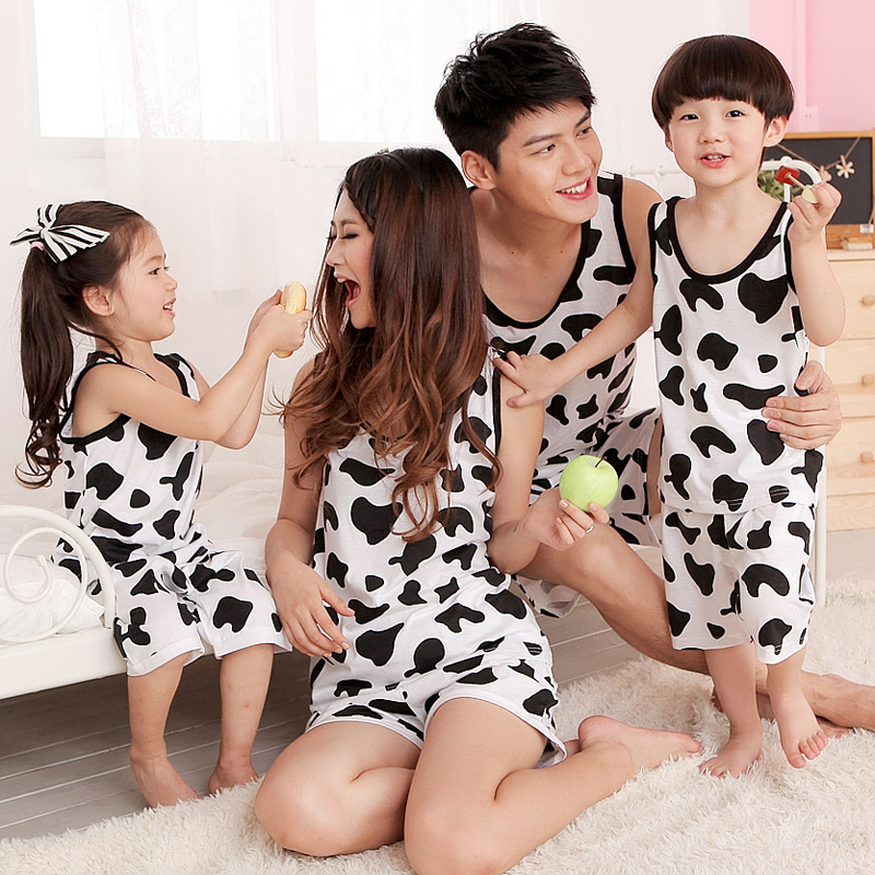 Vest sleeveless cow animal lovers sleepwear set male lounge women's summer sleepwear