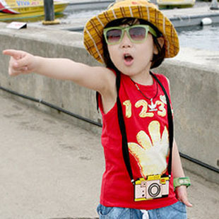 Vest summer children's clothing digital 1 2 3 4 male girl child T-shirt short-sleeve vest