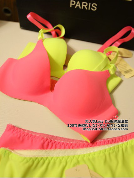 Victoria essential oil massage soft balls seamless one piece type neon color bra underwear set