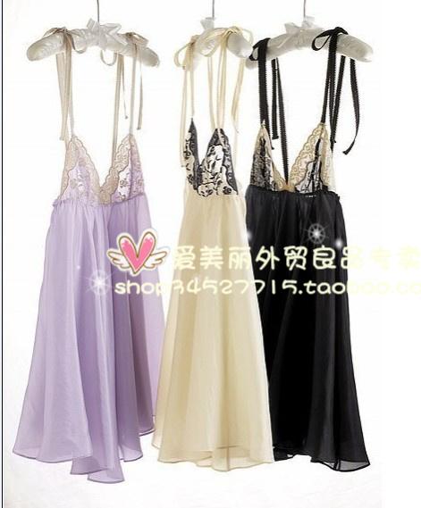 Victoria sexy temptation lace sericiculture silk spaghetti strap nightgown fashion female summer sleepwear