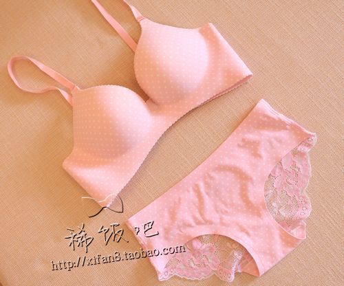 Victoria vs seamless underwear push up a chip bra set pink small polka dot