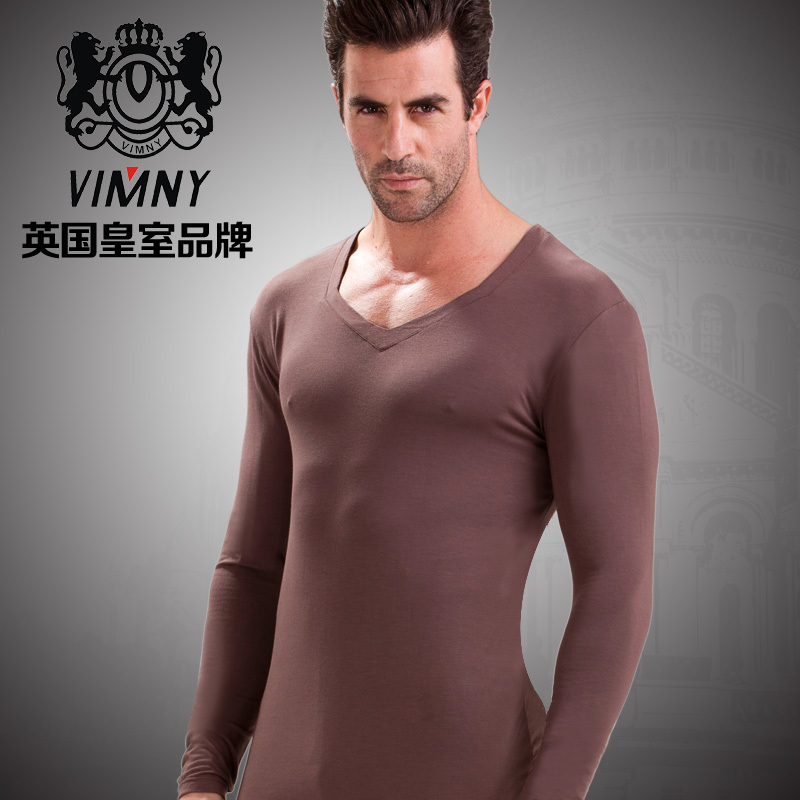 Vimny male underwear basic underwear modal V-neck thermal underwear male long johns long johns set