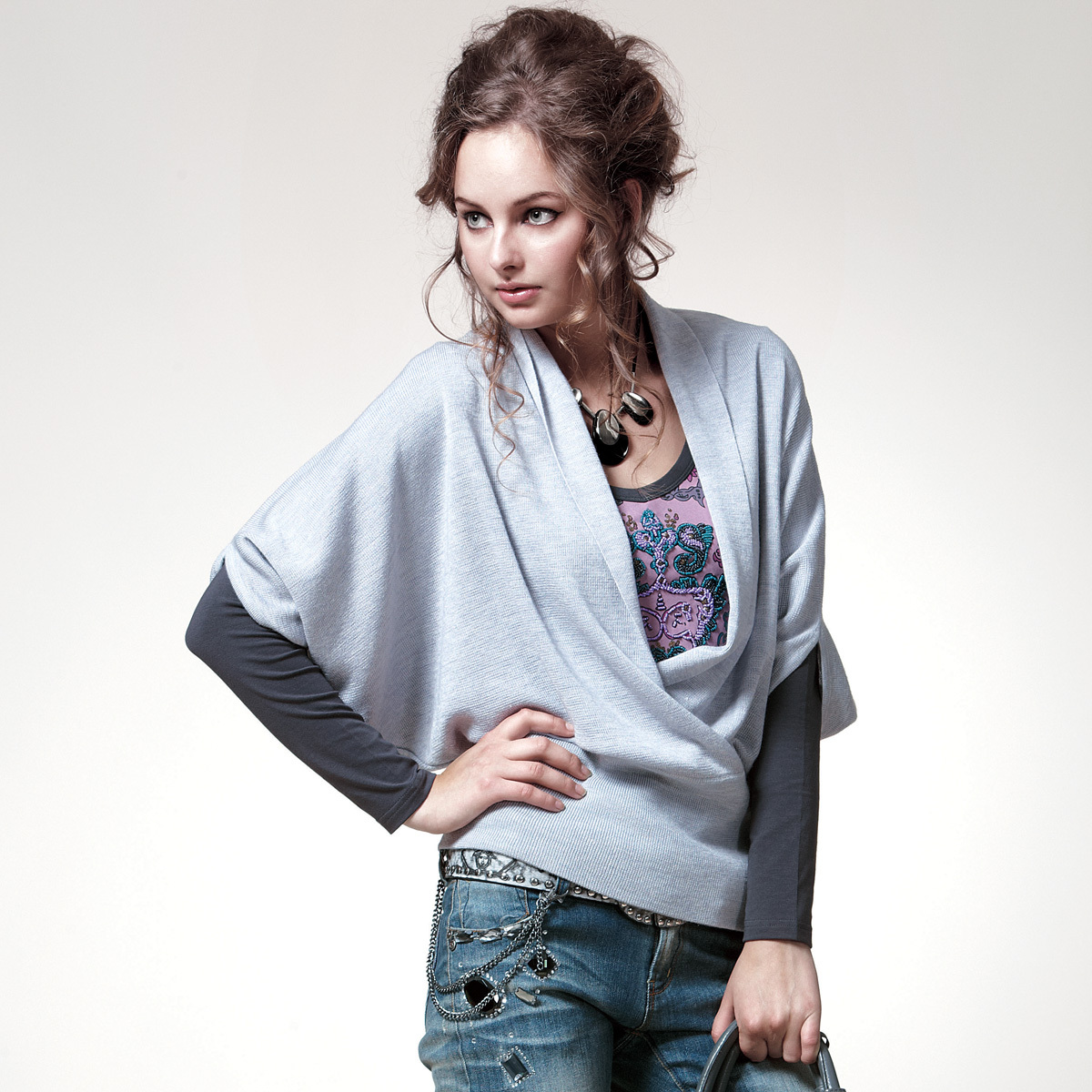 Vinikawen sweater outerwear batwing sleeve loose shirt Women 2012