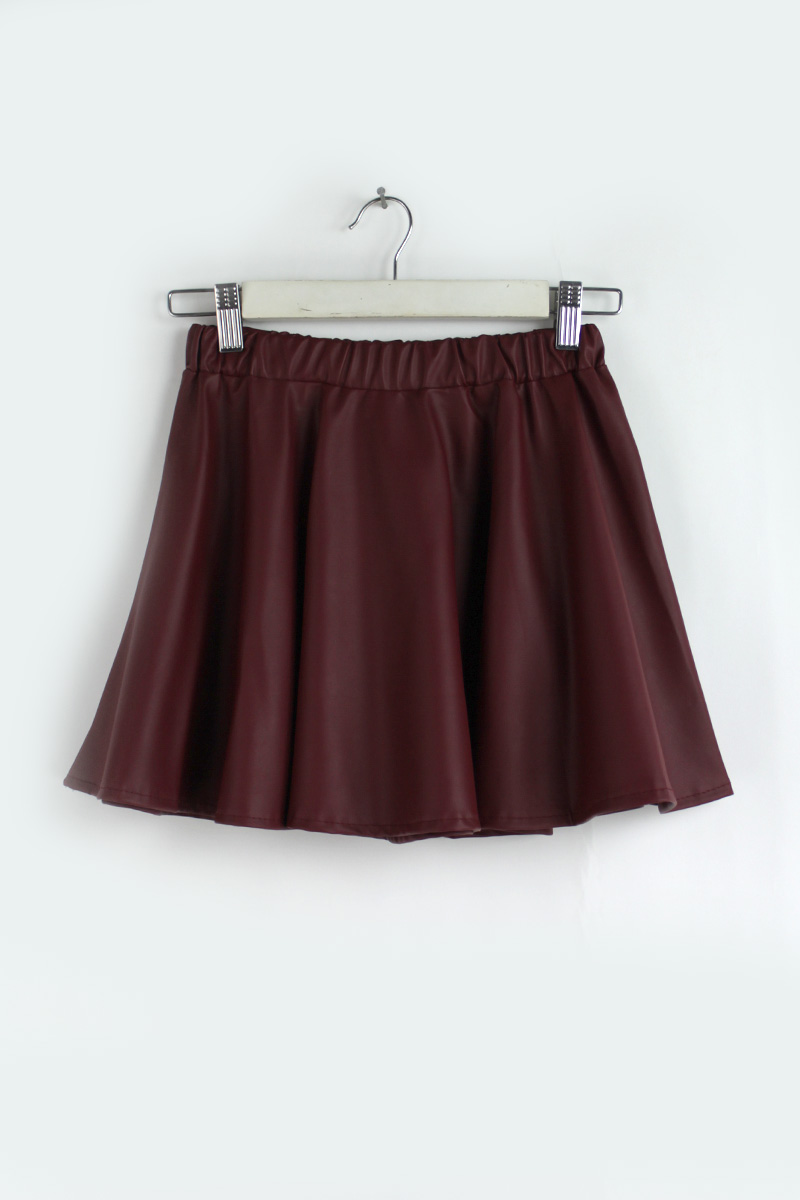 Vintage 2012 high waist leather short skirt puff skirt pleated bust skirt