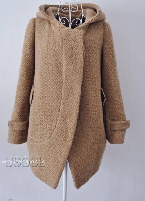 Vintage 2012 New Winter Women Loop Woollen Long Trench Outwear Windproof Camel Warm Coat M-XL