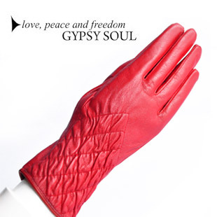 Vintage autumn and winter hot-selling women's quality sheepskin gloves genuine leather thermal gloves crimping