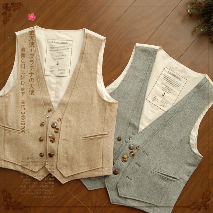 Vintage double breasted multi-button autumn vest fluid vest 8605