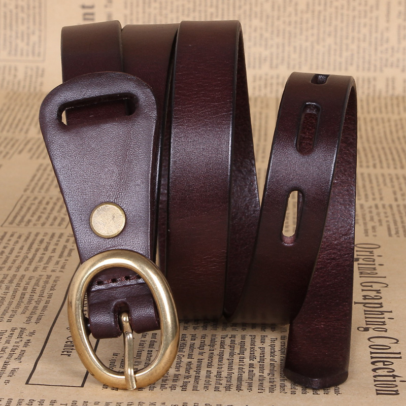 Vintage fashion women's belt strap genuine leather first layer of cowhide all-match decoration one-piece dress thin belt