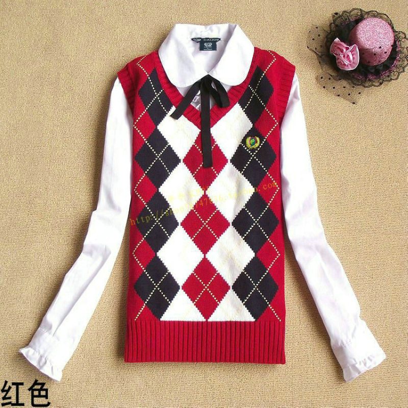 Vintage handmade knitted sweater vest autumn and winter women slim yarn sweater top