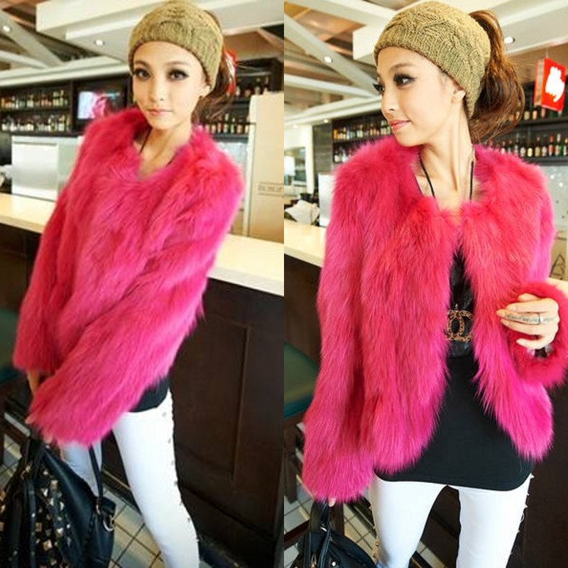 Vintage high quality elegant solid color faux short jacket rose sweet long-sleeve fur overcoat