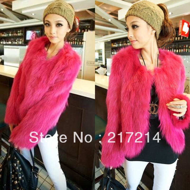 Vintage high quality elegant solid color faux short jacket rose sweet long-sleeve fur overcoat