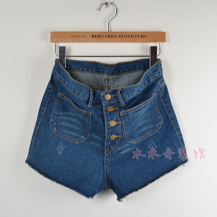 Vintage high waist shorts roll-up hem plus size denim shorts mm lowing shorts female loose summer 815